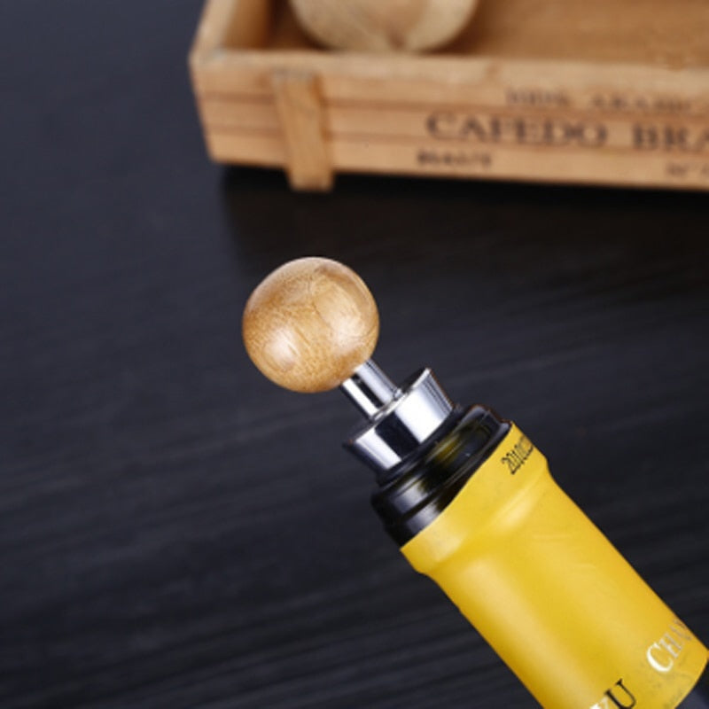 4pc Premium Wine Tools Automatic Bottle Opener Corkscrew Bamboo