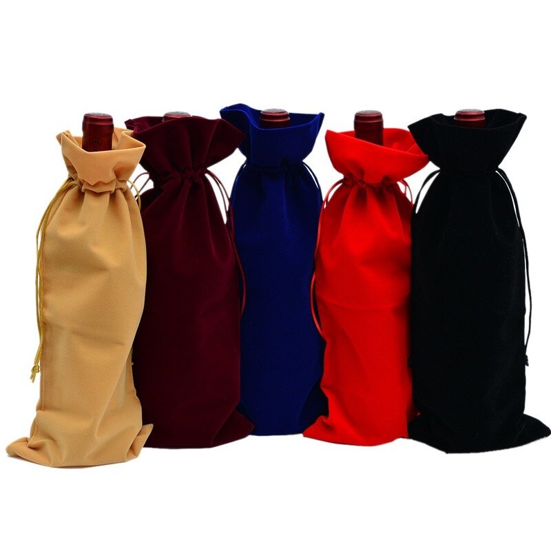 5pc Set of Velvet Wine Bottle Gift Bags