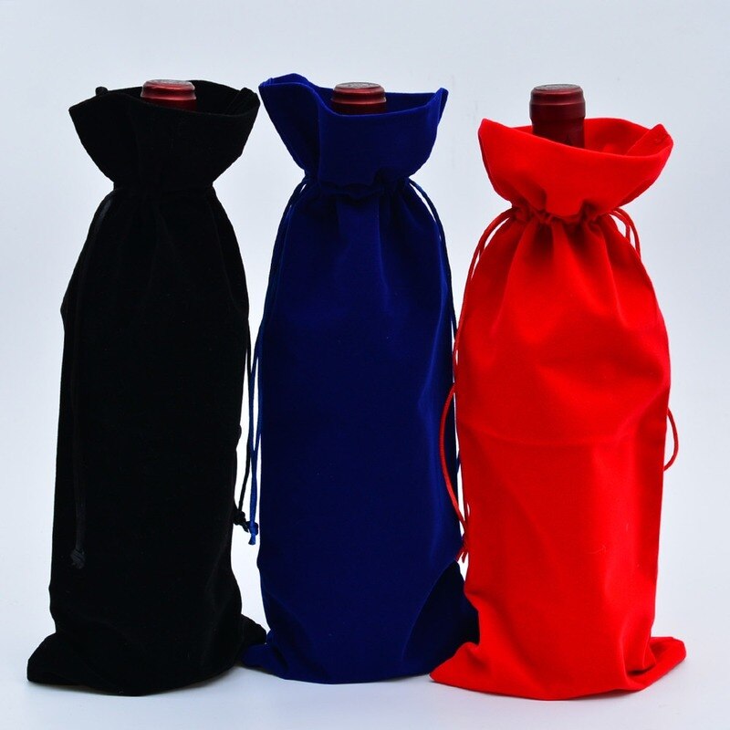 5pc Set of Velvet Wine Bottle Gift Bags
