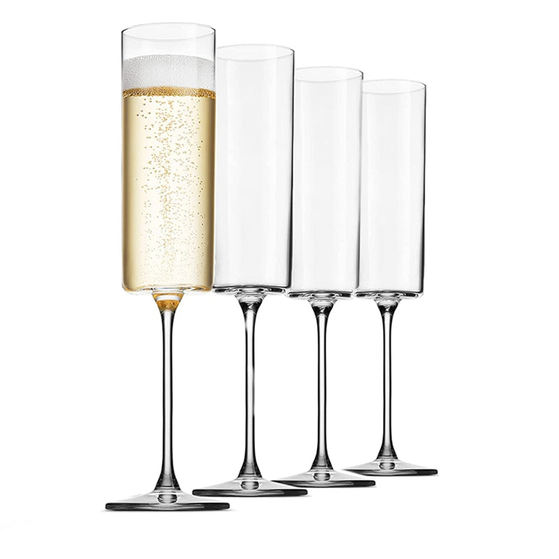 4pc Set of 6 Ounce Glass Champagne Flutes